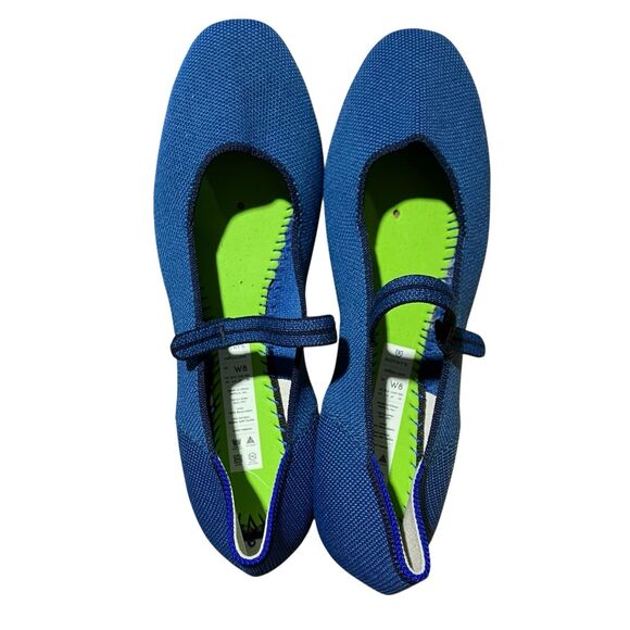 Rothy’s Blue Square Toe Mary Jane Ballet Flats Womens 8 Clean Girl - Picture 9 of 11